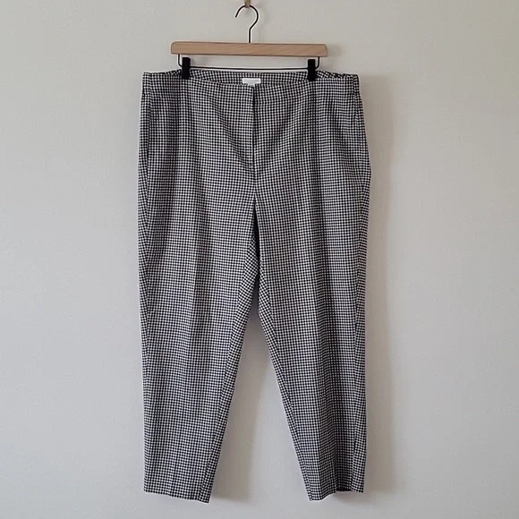 J Jill Black Tan Check Ankle/Cropped Pants Size 18W - Picture 1 of 7